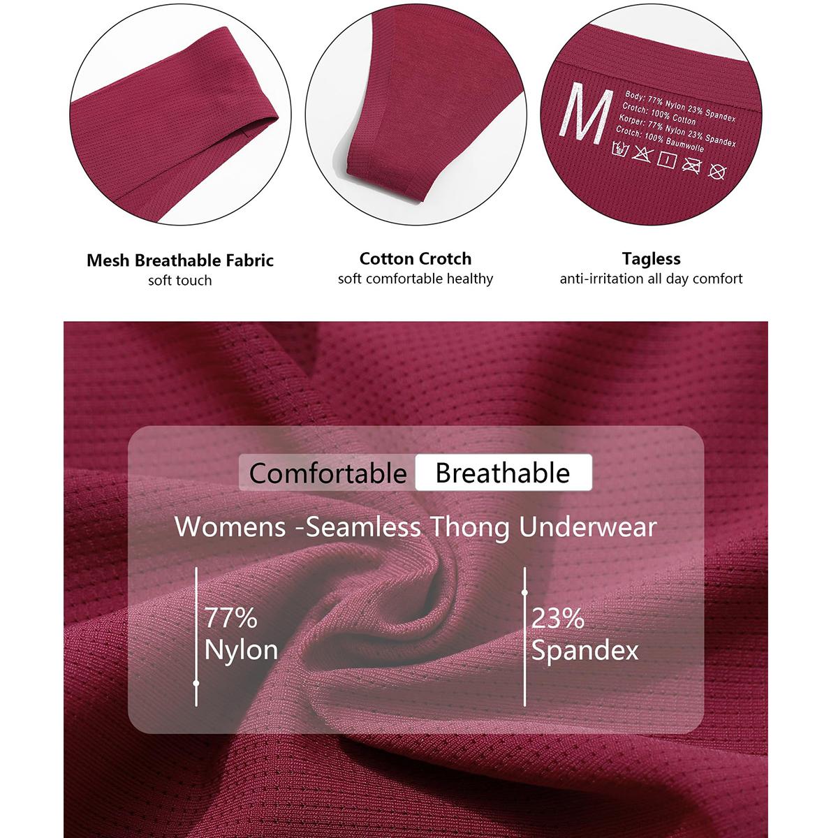 LEVAO Seamless Thong Underwear For Women No Show String Thong Panties Soft Low Waist T-Back 6/12 Pack