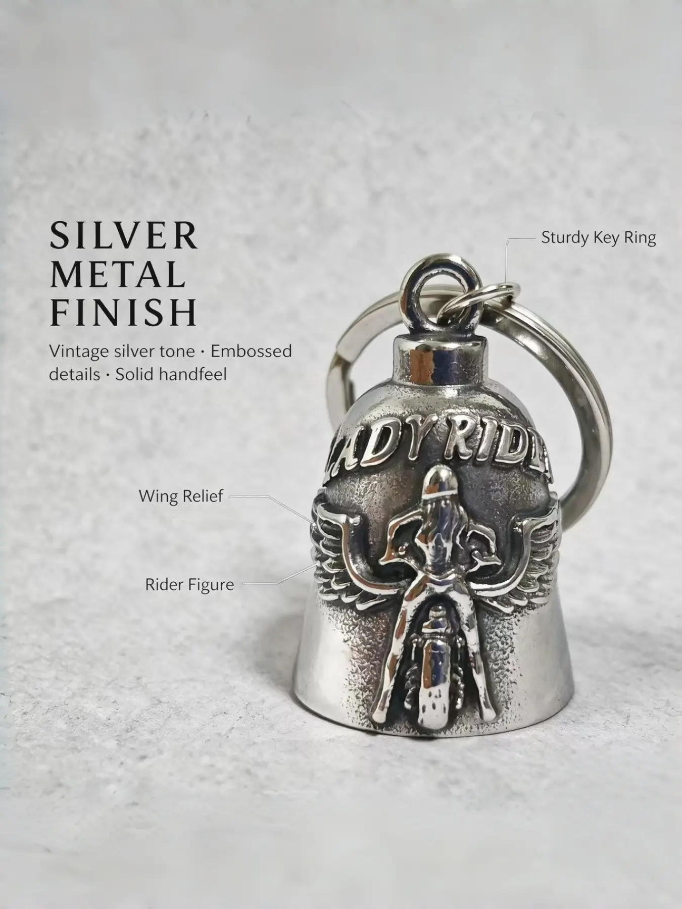 Vintage Women's Motorcycle Bell Keychain, Lucky Riding Bell Pendant, Safety Protection Charm, Retro Style Accessory for Motorcyclists