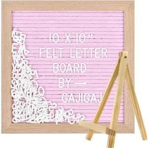 Changeable Felt Letter Board with 340pcs Letters Numbers Symbols, Wooden Frame Message Board with Tripod Stand, for Baby Announcements Milestones Tabletop Wedding Party Decor