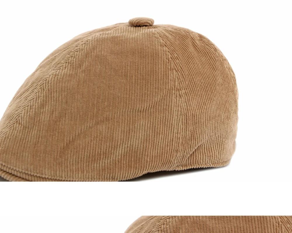HT5051 Mens Berets Women Retro Artist Painter Beret Hat Spring Autumn Winter Flat Cap Male Female Corduroy Octagonal Beret Caps