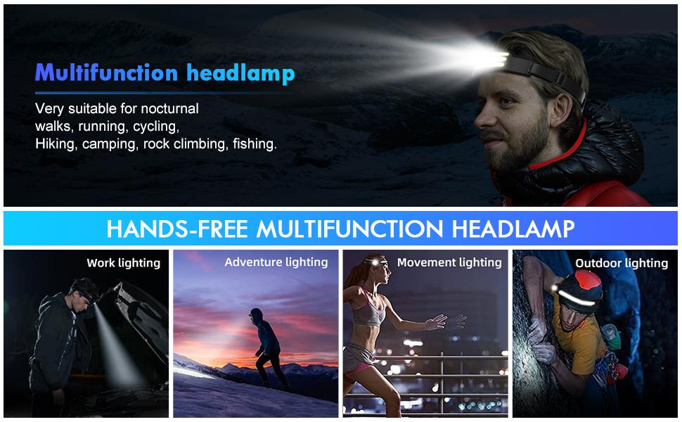 XTAUTO LED Rechargeable Headlamp, 230° Wide Beam Motion Sensor Waterproof Head Light Flashlight, Portable Headlamp for Adults Hiking Hard Hat Running Fishing Cycling Outdoor Working XTAUTO LED Rechargeable Headlamp, 230° Wide Beam Motion Sensor Waterproof Head Light Flashlight, Portable Headlamp for Adults Hiking Hard Hat Running Fishing Cycling Outdoor Working
