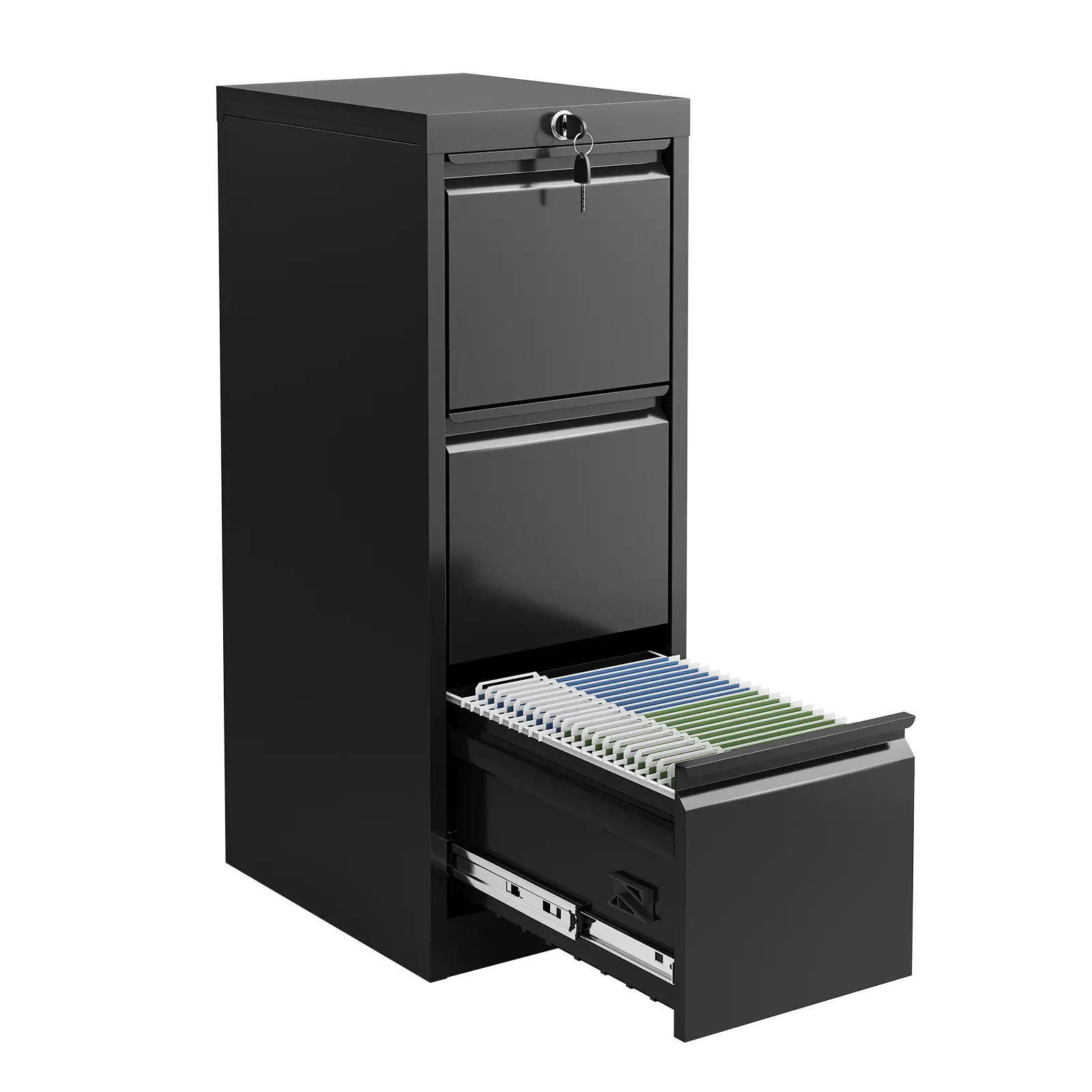 Locking Vertical Metal File Cabinet, Heavy-Duty Steel Filing Storage with Drawers for Letter/Legal/A4 Documents - Secure Lock System - Office/Home Organization