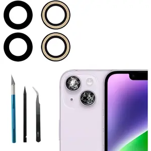 Back Rear Camera Lens Glass Replacement with Repair Toolkits for iPhone 14 (6.1 inches) and iPhone 14 Plus (6.7 inches)
