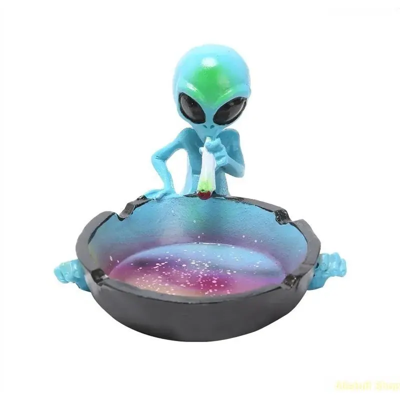 Alien Resin Ashtray and Trinket Dish, Sci-Fi Decorative Figurine for Funky Home Office Decor, Waterproof for Indoor-Outdoor Use