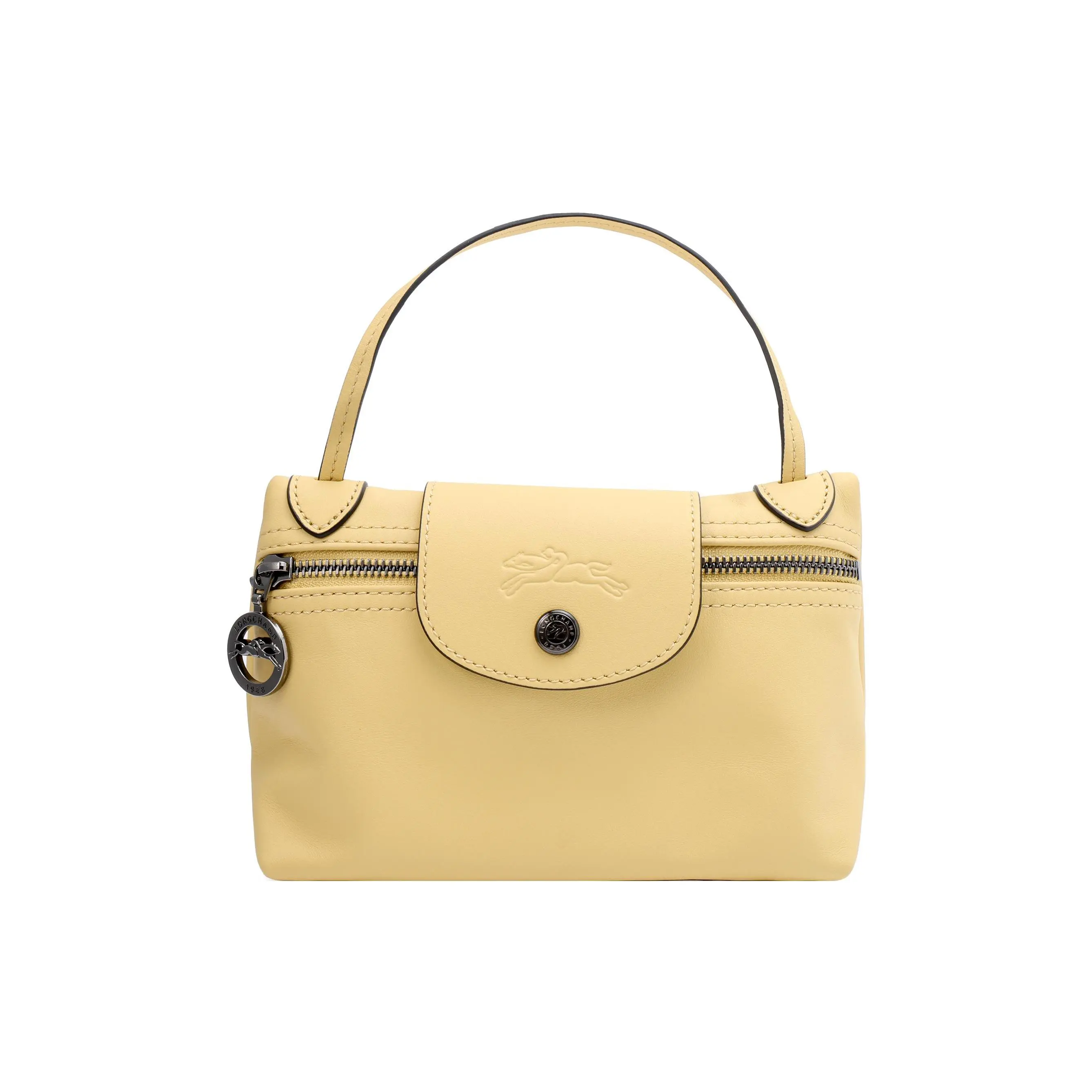 Longchamp Le Pliage Xtra Mini Crossbody Bag for Women, Structured Flap Zip Closure, Genuine Leather, Yellow