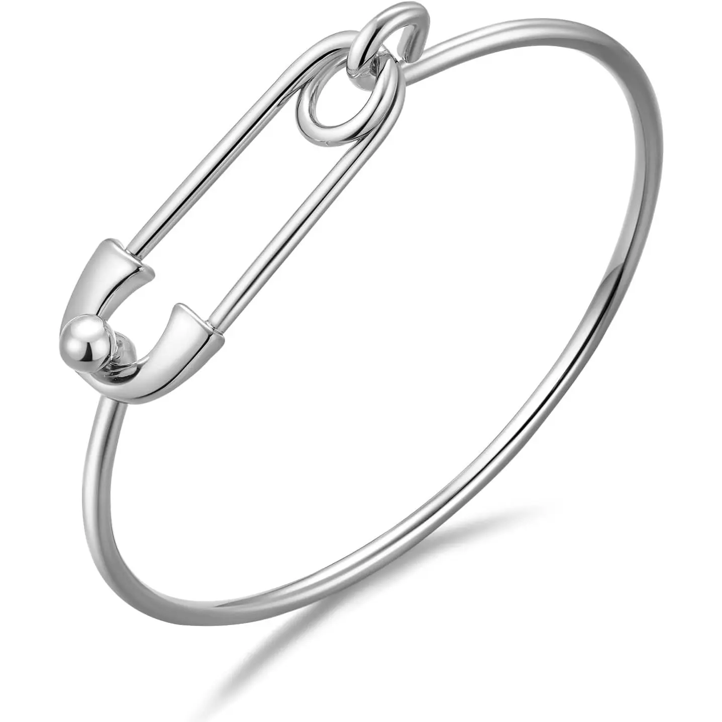 Safety Pin Cuff Bracelets for Women Minimalist Slim Bangles  |  Lightweight Bracelets Stackable, Paperclip Cuff Dainty Statement