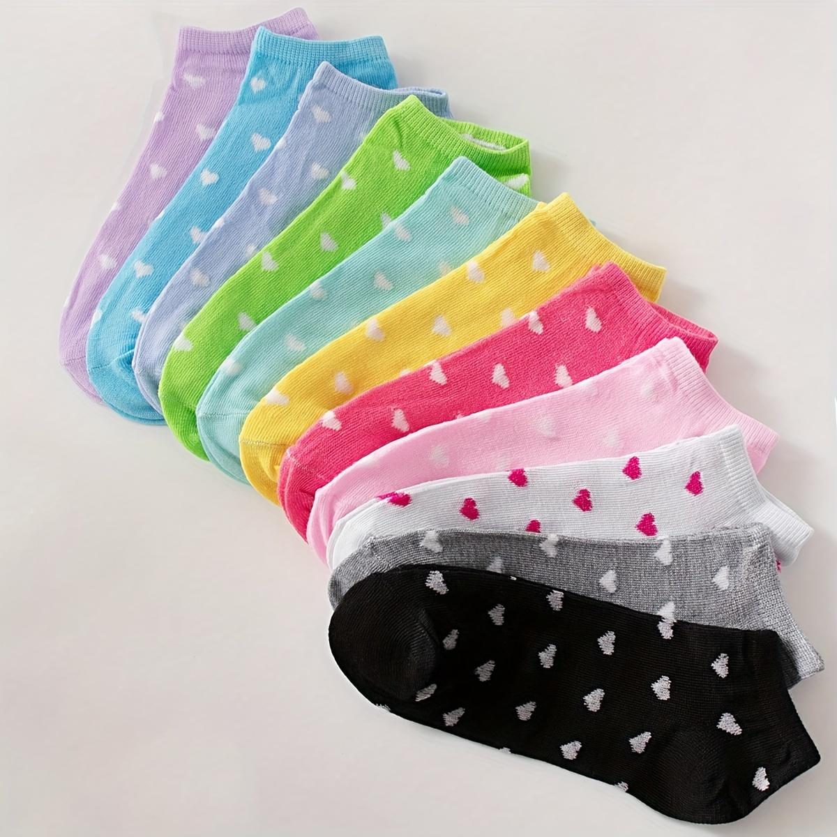 20/40/60 Pairs Women's Ankle Socks - Soft, Comfortable & Versatile Candy Colors Heart, Bow & Striped Patterns - Lightweight Polyester Blend for All Seasons, Perfect for Casual Wear & Students Womenswear Bridal