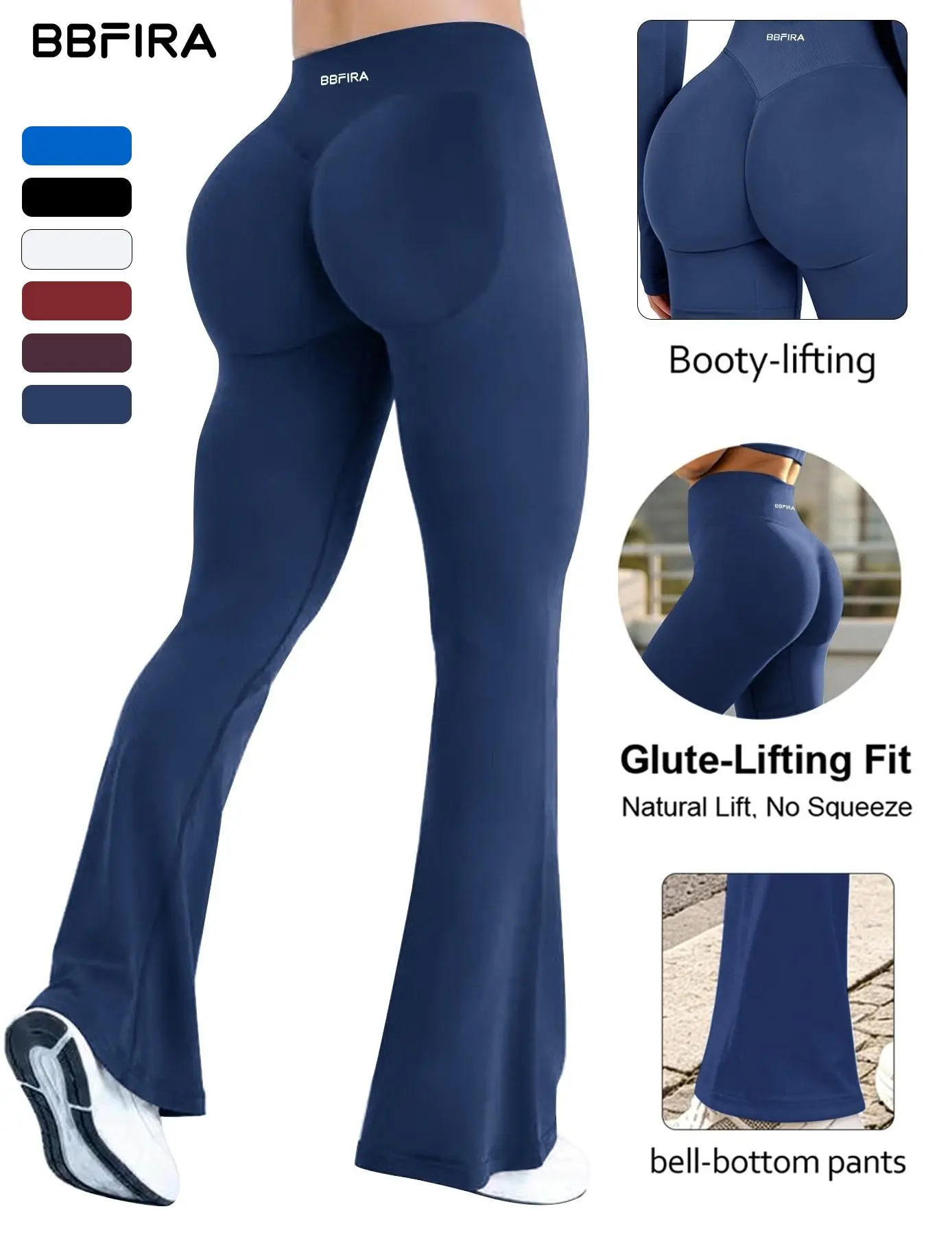 BBFIRA Women's Seamless Straight-Leg Yoga Pants, Slightly Flared Cut Lengthens The Leg Line, Naked-Skin Fabric With Natural Drape Texture Sports Pants, High-Elastic Tummy Control And Butt-Lifting Fitness Leggings, For Yoga, Workouts.