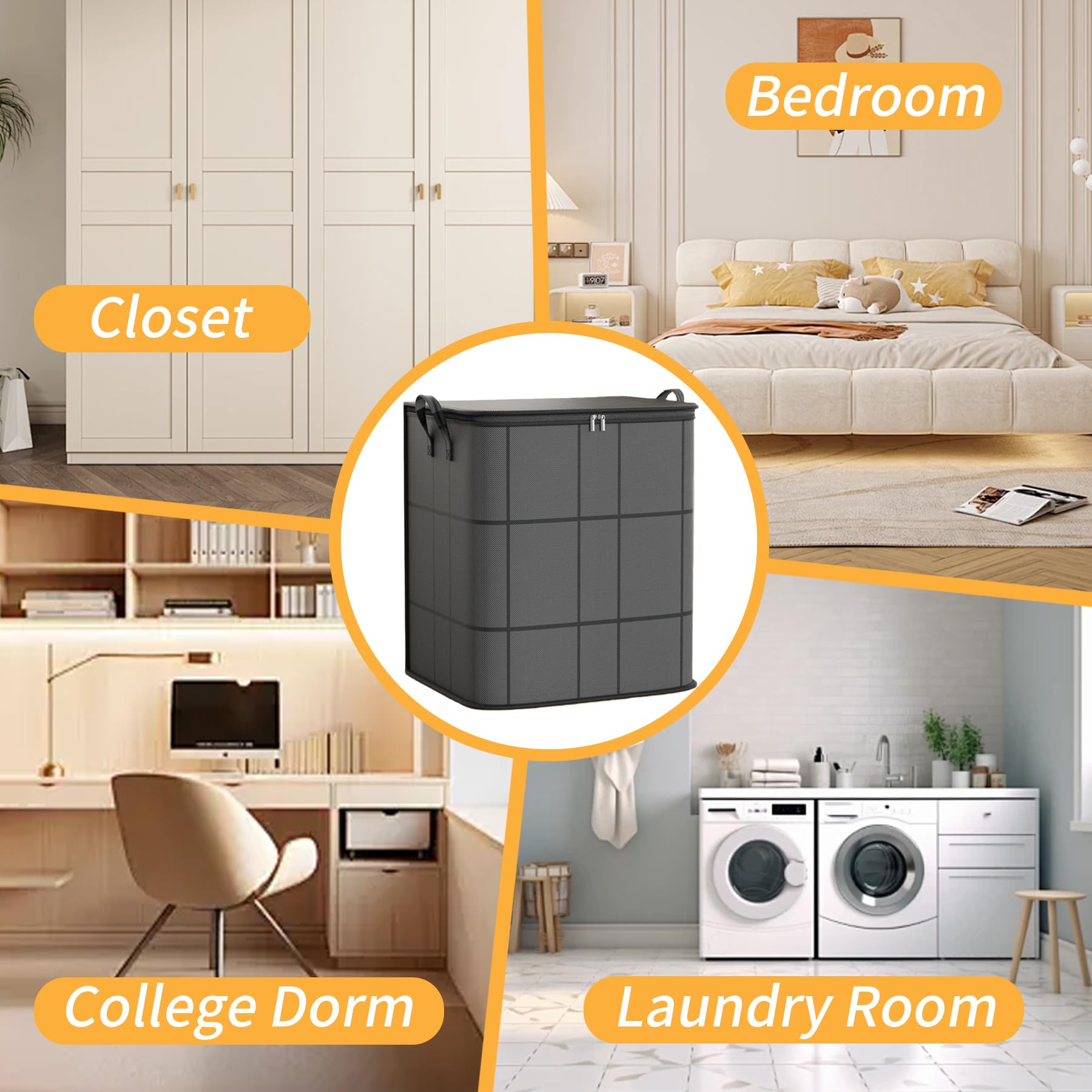 Large Capacity Foldable Storage Bags, Fabric Storage Organizer for Clothes and Quilts - Durable, Dustproof Organizer Solution, For Home or Dorm Use, Moving, Seasonal Storage, Decorative Storage, Clothes Organizer Storage