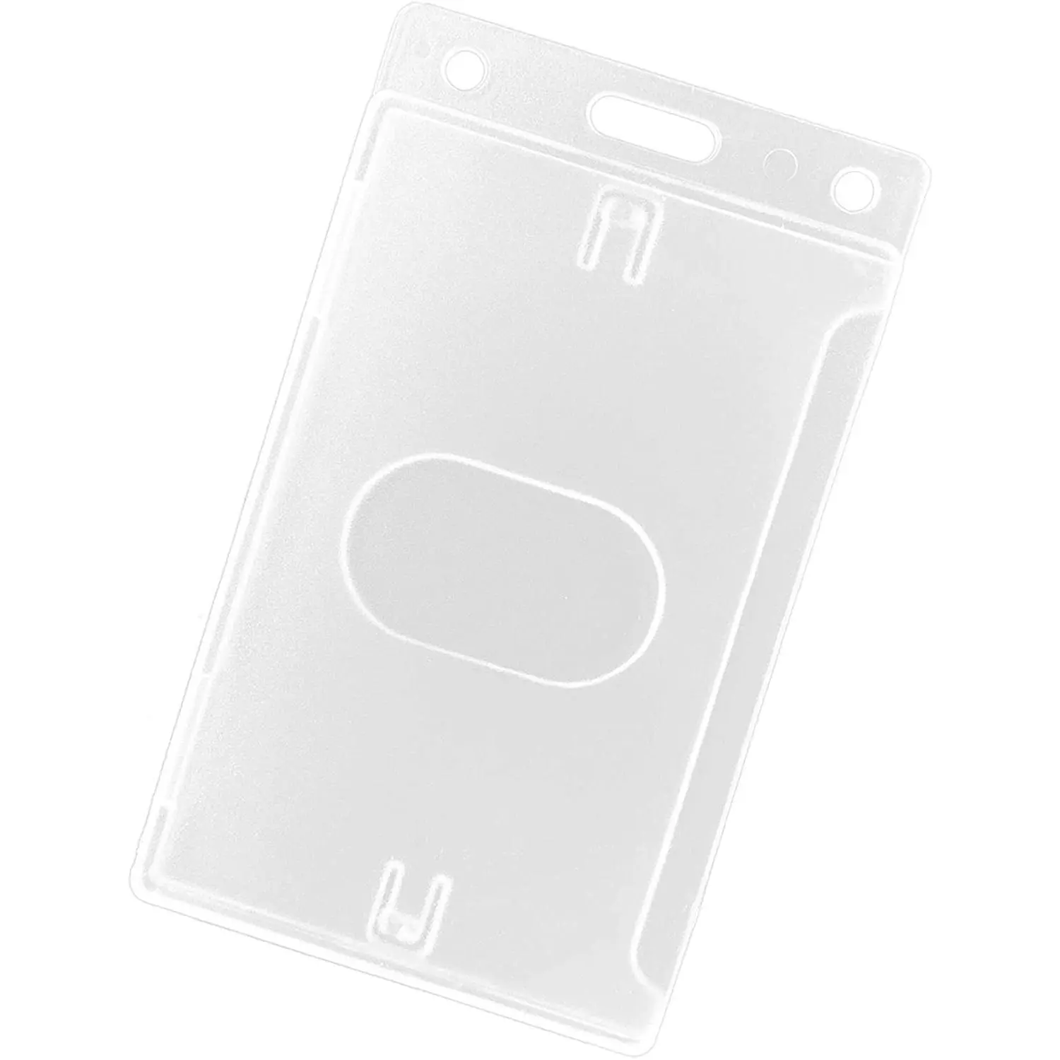 2 Pack Hard Plastic ID Card Badge Holder Vertical with Thumb Slots