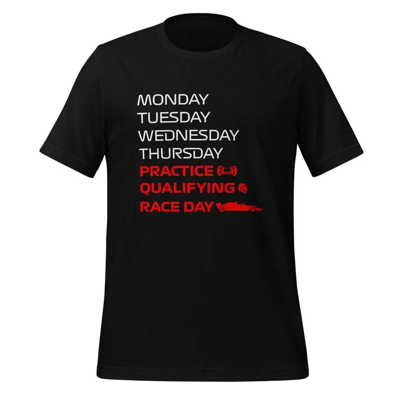 Race Week Graphic Tee, Practice Qualifying Race Day Design, Motorsport Racing Fan Style, Unisex, Comfortable, All‑Season Wear