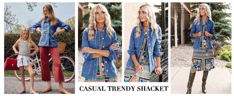 Fessceruna Womens Oversized Denim Jacket Distressed Button Down Boyfriend Jean Jackets 2025 Trendy Shacket Fessceruna Womens Oversized Denim Jacket Distressed Button Down Boyfriend Jean Jackets 2025 Trendy Shacket