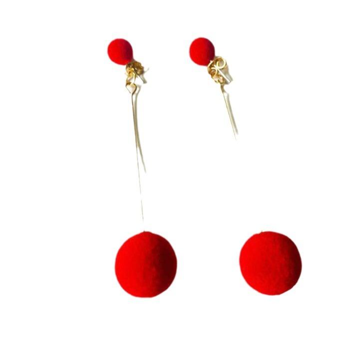 Casualfall and winter velvet ball long pendant fashionelegant earrings earrings new arrival black hair ball earrings