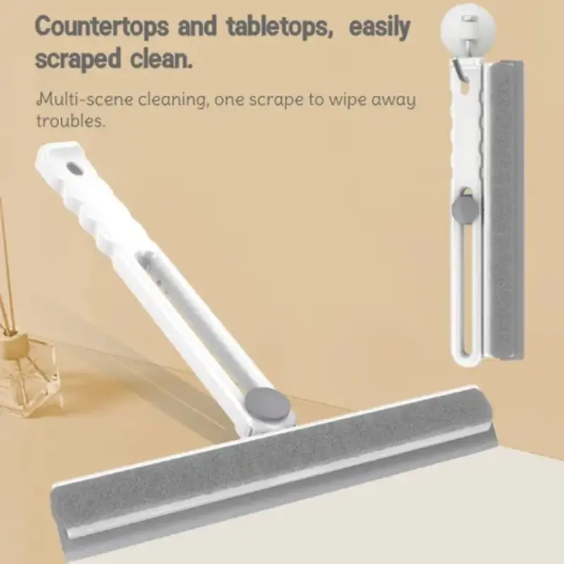 3-In-1 Foldable Window Cleaning Squeegee, Water Scraper and Brush, Multi-Functional Home Cleaning Tool for Glass and Mirrors