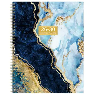 2026-2030 Monthly Planner/Calendar - January 2026 to December 2030, 5-Year Monthly Planner, Blue and Gold-Themed Cover Design Notebook, Yearly Calendar Planning, Monthly Tabs, 60-Month Calendar, 5.5 x 8.3 inches, Thick Paper, Elastic Cover, Durable Double