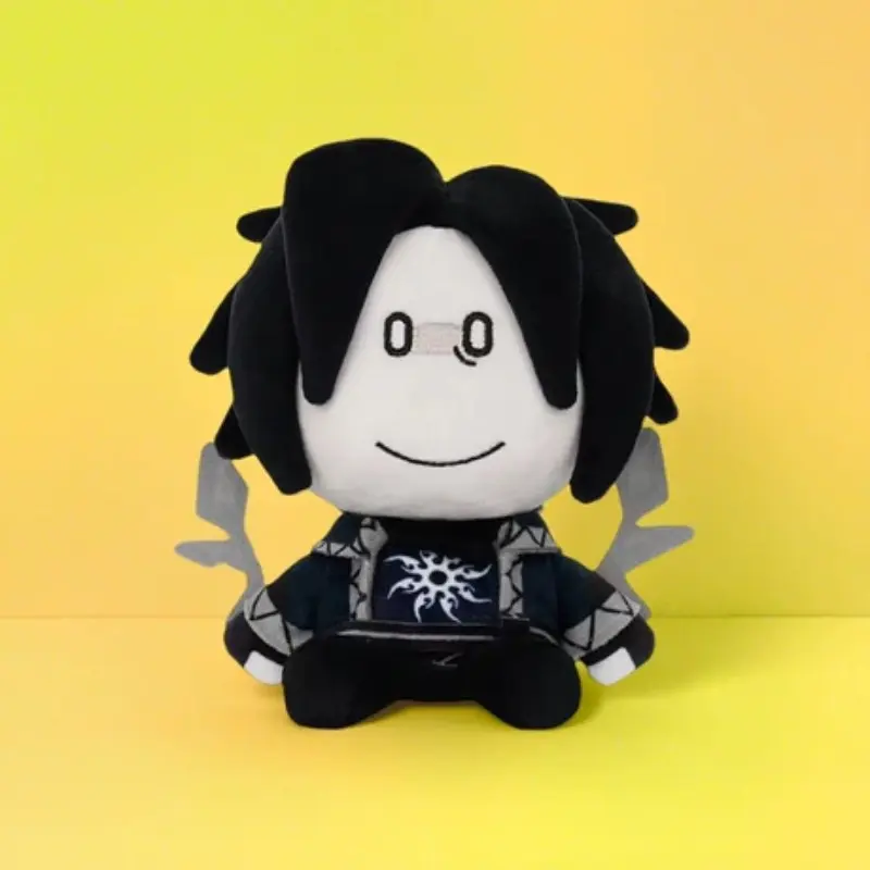 Anime Black Hair Character Plush Doll, Sun Symbol On Chest Stuffed Toy, Soft Short Plush Chibi Sitting Figure Decor Gift For Anime Fans Birthday Christmas Cross-Border Wholesale
