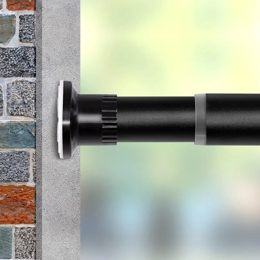 Premium Adjustable Tension Rods, 122-150 Inch No Drilling Tension Pole for Curtains, Room Divider, Large Window & Stall, Black