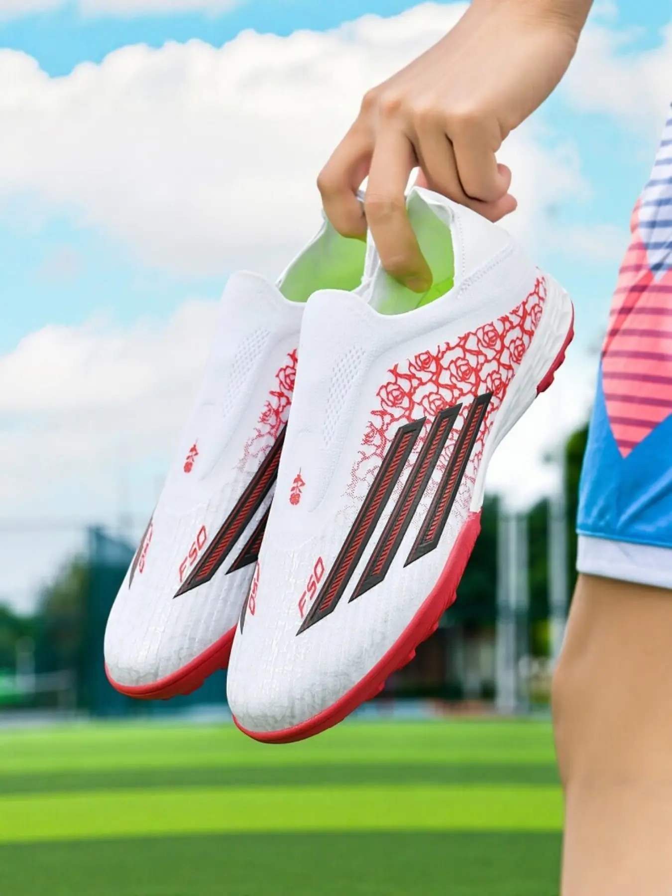 Unisex Youth Soccer Shoes, Seamless TF Studs Design, Durable PU Leather, Sporty Style, All-Season Training & Competition Boots