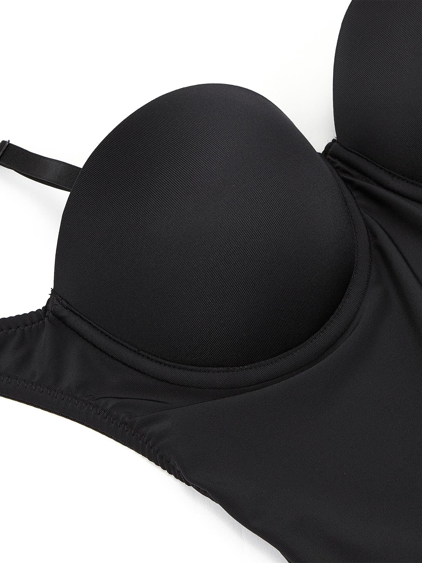 Women's Solid Backless Hook Eye Design Shapewear Bodysuit, Adjustable Strap Hollow Out Padded Bodysuit, Smooth High Stretch Fit Tummy Control Shaper for Daily Wear