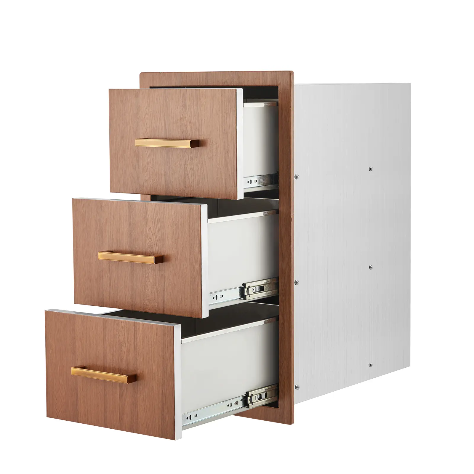 Triple Drawer Outdoor Kitchen Storage Cabinet – Weatherproof Stainless Steel, Flush Mount, Easy-Access Handles – For BBQ Islands, Patio Grill Stations & Outdoor Kitchens