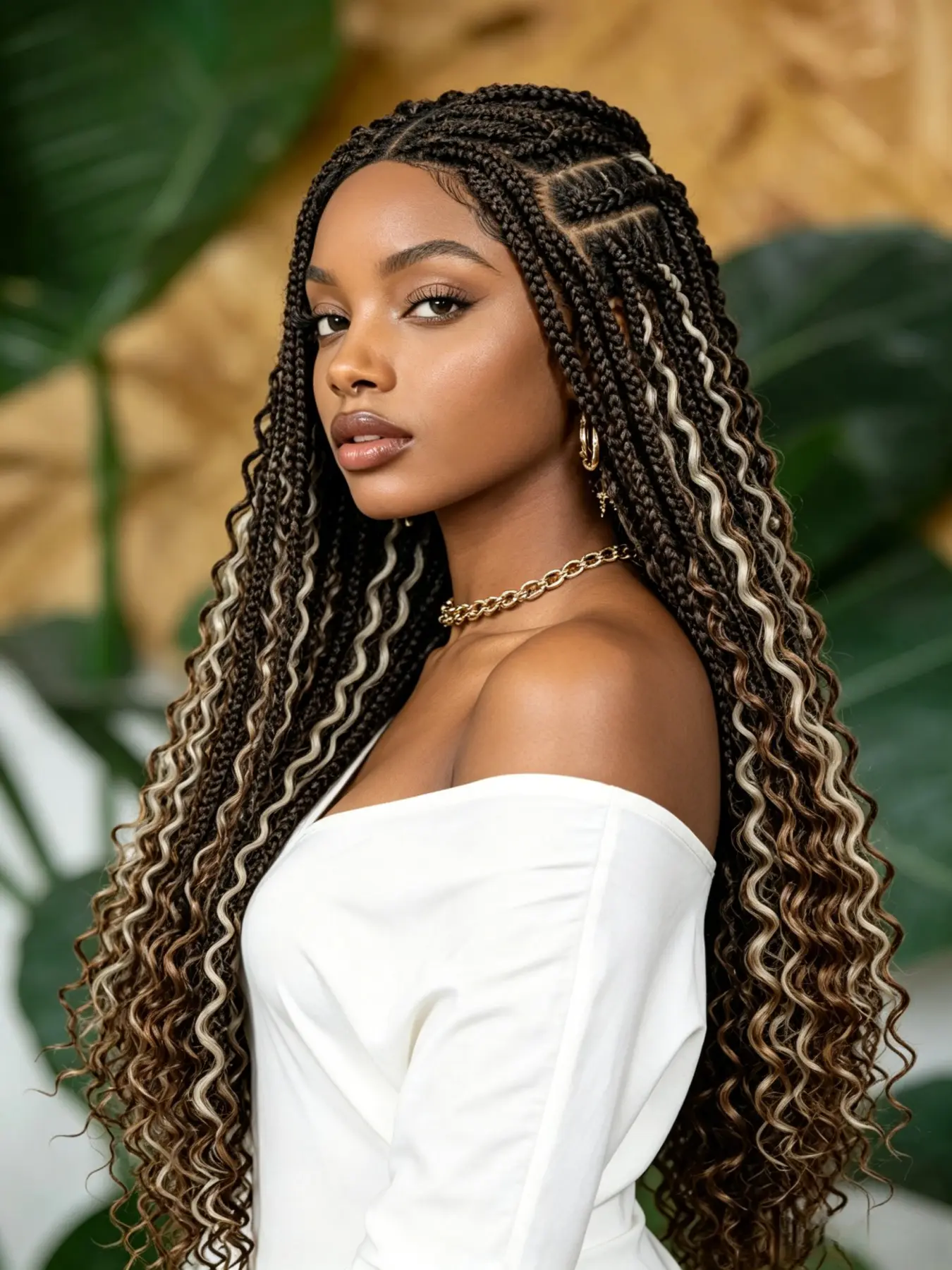 32 Inch Full Lace Square Parting Knot-Free Braided Wavy Hairpiece, Synthetic Full Lace, Handmade Weaving, Baby Hair Included, Adjustable Net Cap, Curly Braided Wigs