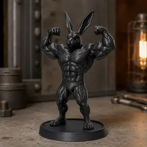 Muscle Rabbit Fitness Statue Home Decor, Gym Office Desk Living Room Shelf Bedroom Entryway Display, Perfect Gift for Fitness Enthusiasts