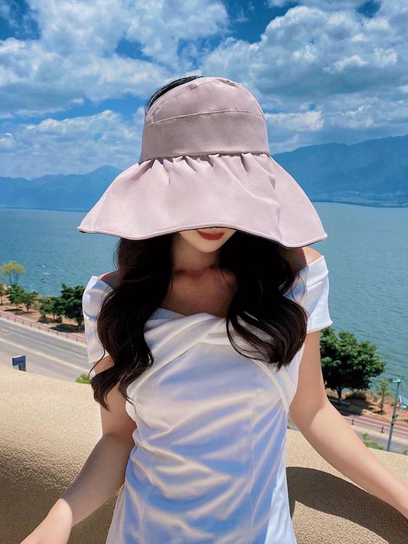 Women's Sun Protection Foldable Sun Hat, Casual Outdoor Travel Hat for Women & Girls, Fashion Accessories for Daily Wear, Sunhat
