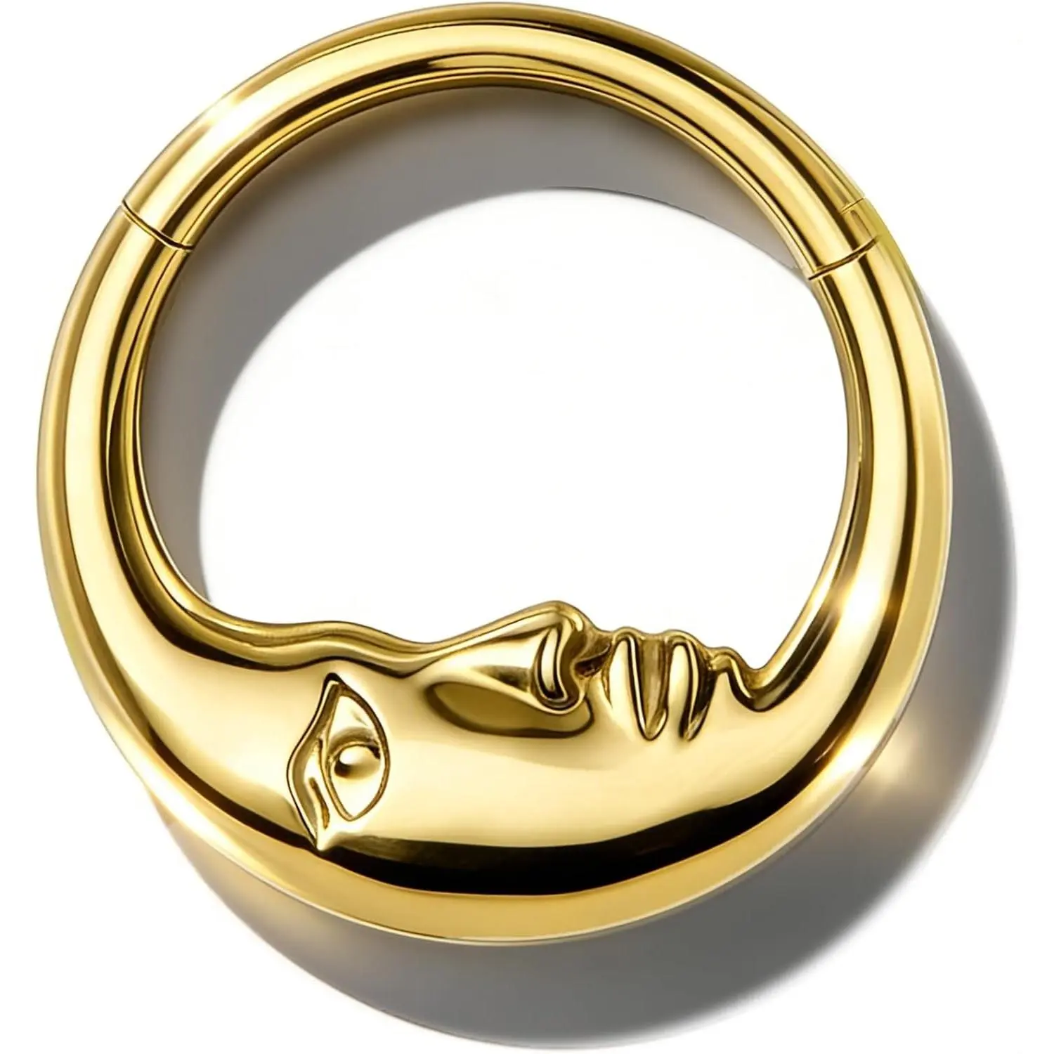 Moon Face G23 Solid Titanium 16G Silver Septum Ring Daith Helix Cartilage Earrings for Women Piercing Jewelry 8/10MMGift
