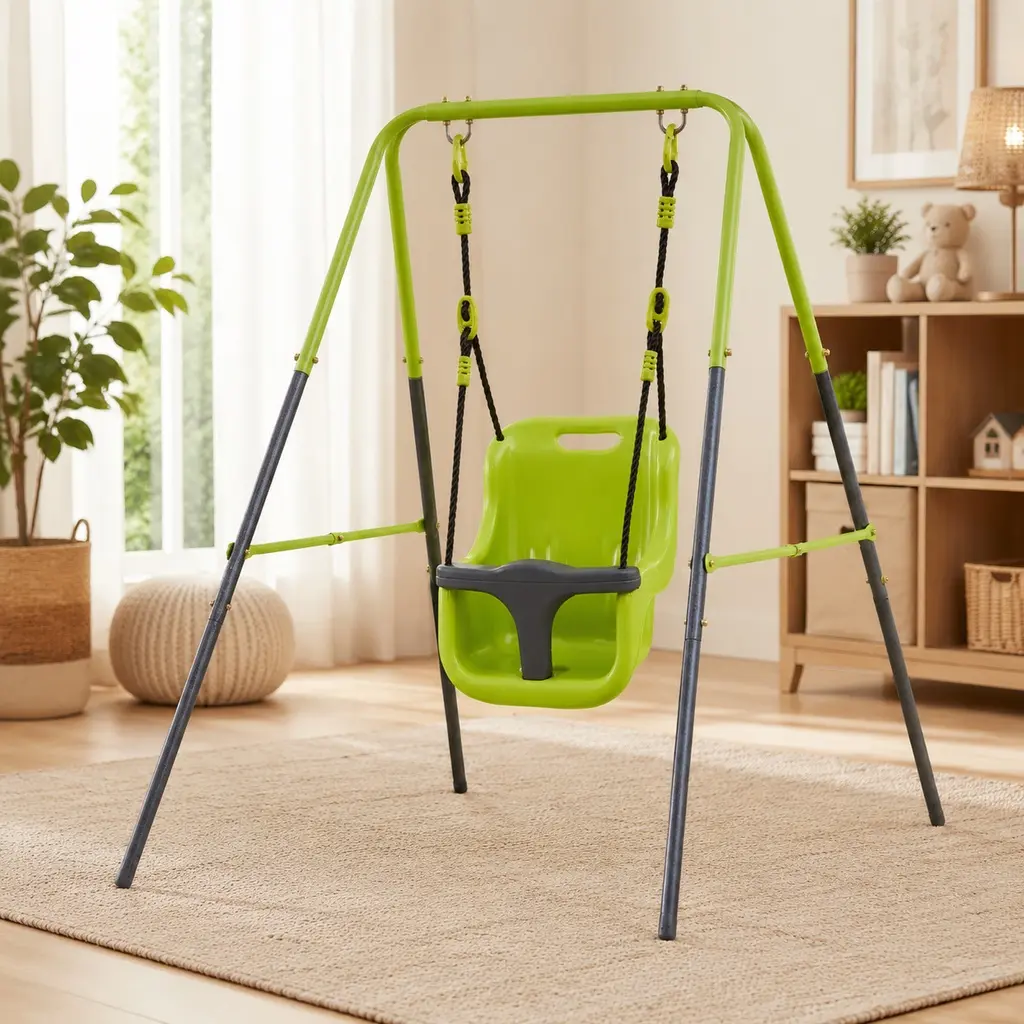 ARCH XNS001 Indoor-Outdoor Metal Toddler Swing Set with Stainless Steel Stable Frame, Durable Construction, Safety Seat, 14.3 lbs Capacity, Detailed Instructions, for 6 Months-2 Years, All Seasons Use