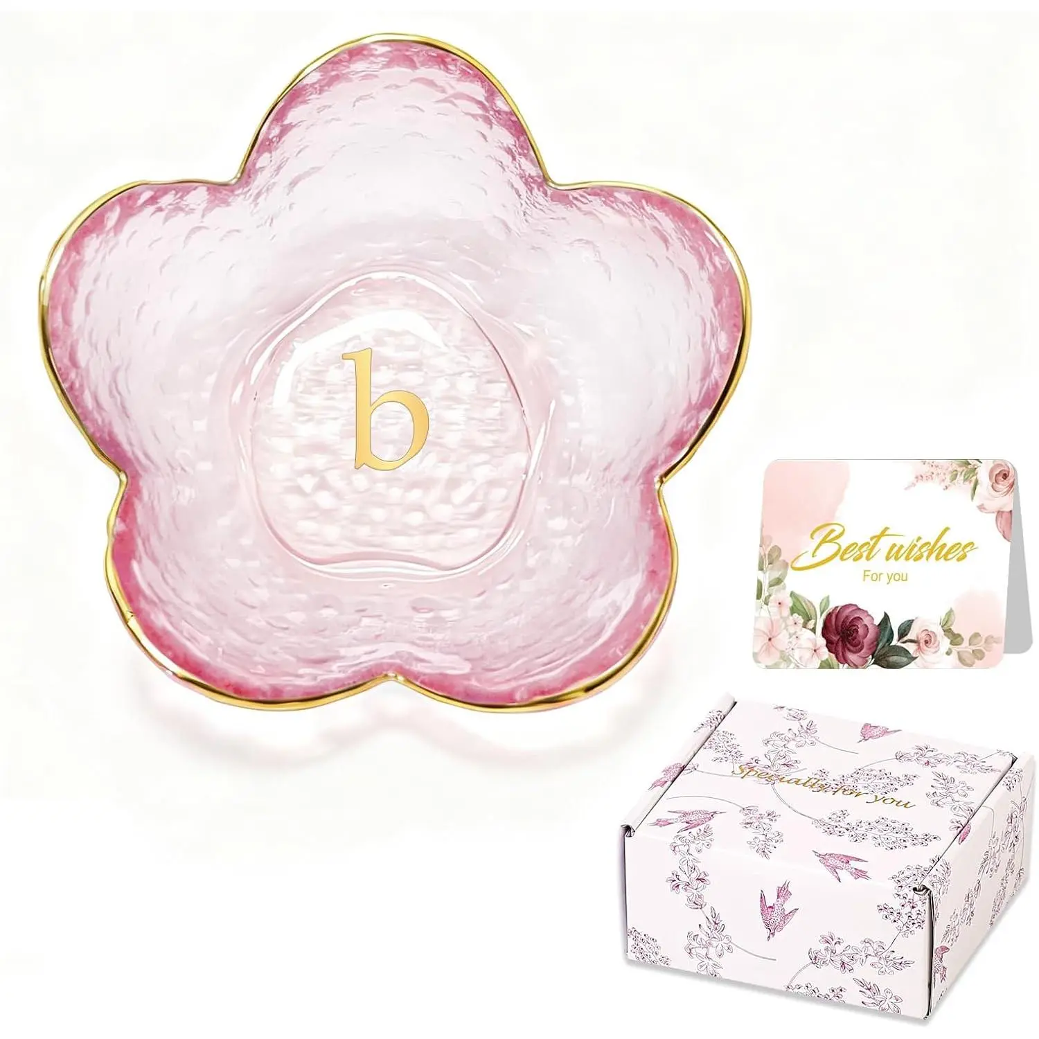 Birthday Gifts for Women Glass Ring Holder  Dish Bedroom Decor (b)