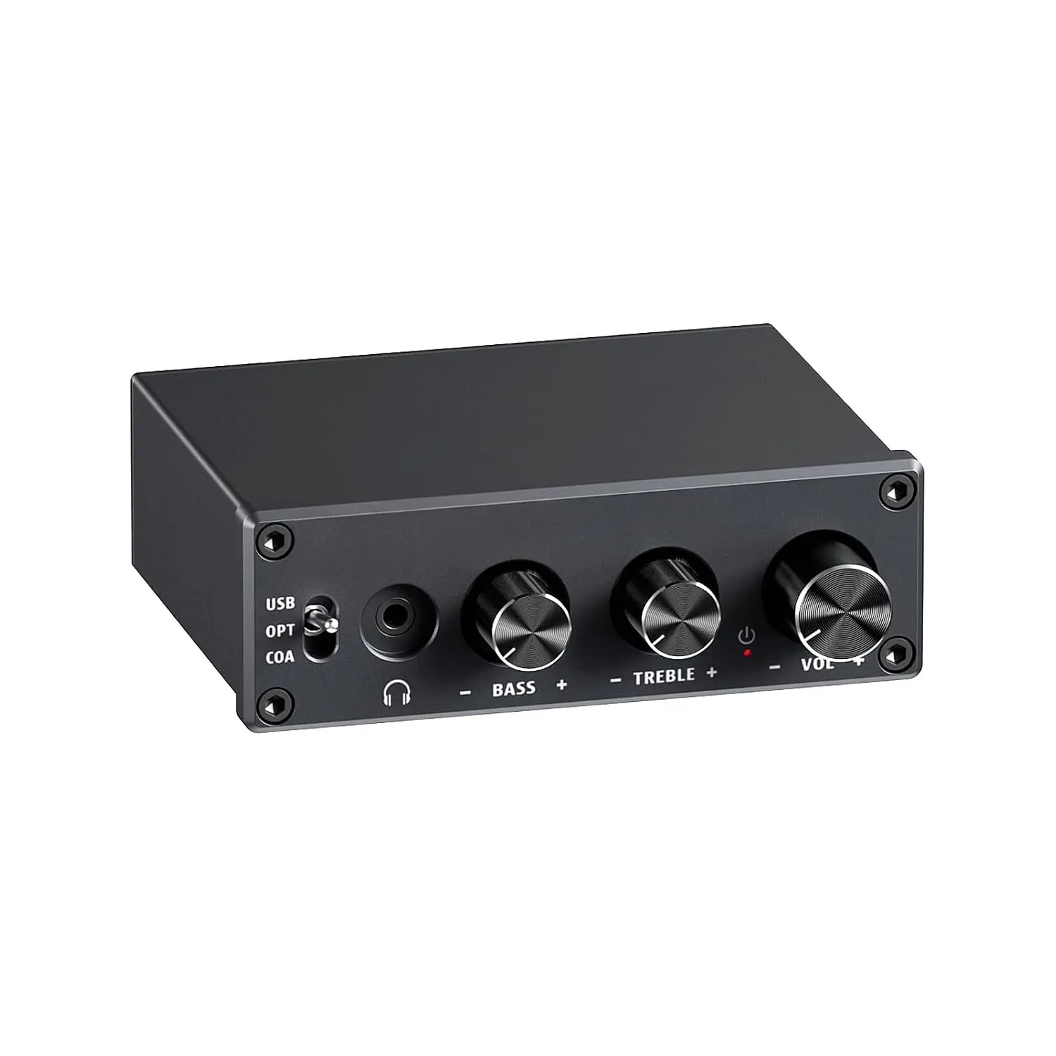 Q4 DAC Headphone Amp for PC, Desktop Digital to Analog  Converter for  Stereo Amplifier and  Speakers, PC-USB/Optical/Coaxial Inputs, 3.5mm Headphone/ Outputs