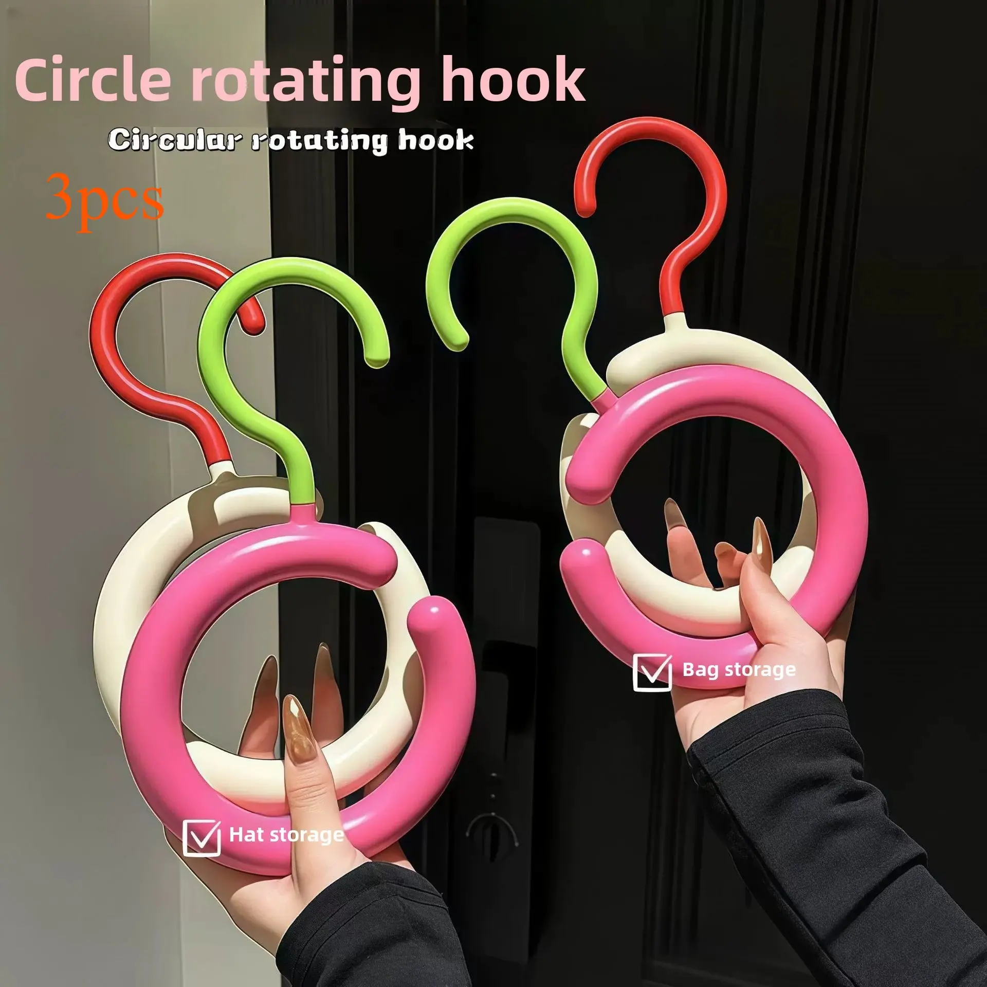 3-Piece 360° Rotating Bag Hat Rack, Multi-Functional Closet Organizer Hook, Space-Saving Storage for Bags, Hats, Scarves, Belts, Underwear