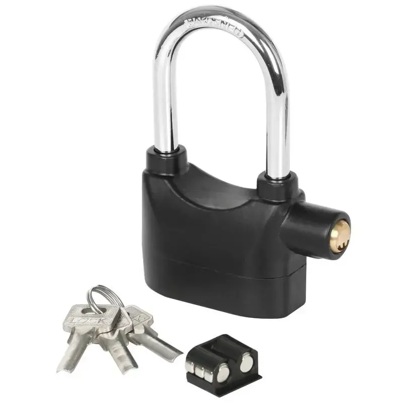 Alarmed Padlock, 110dB Heavy Duty Outdoor Stainless Steel Gate Alarm Lock with 3 Keys, High-Security Anti-Theft Lock for Garage, Shed, Fence & Storage Units, Security Locks