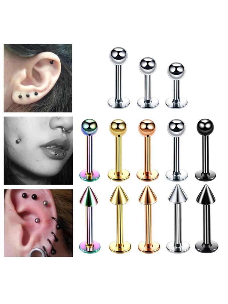 Mixed Color Nose Rings, Belly Rings, Earrings, Lip Rings, Tongue Ring, Body Piercing Jewelry, Punk Style Fashion Accessories for Men & Women