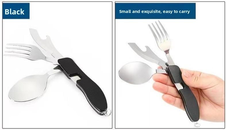 Portable Stainless Steel Cutlery Set for Travel Camping Knife Fork Spoon 3 in 1 Folding Utensils Outdoor Multi - Function Cutlery