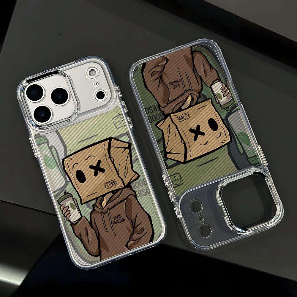 Phone case suitable for Apple iPhone 17 Air 16 15 14 13 12 Pro Max Plus with cartoon characters with square heads