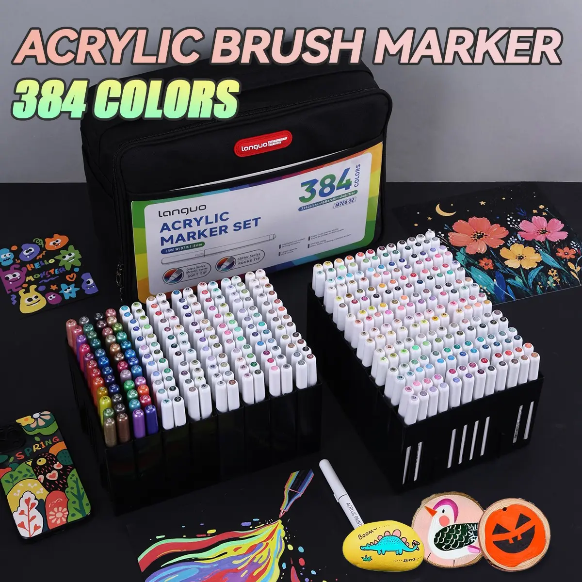 240/288/384 Color Soft Tip Liquid Acrylic Marker Set, Writing Pen, Fluorescent Pen, Non-Permeable Art Markers, Back-To-School Gift, Office Supplies