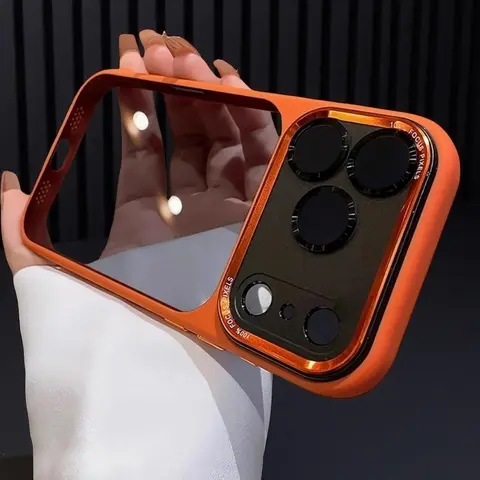 Translucent Leica Metal lens frame protective case for iPhone 17 Pro Max, 17 Pro, 17, 16 Pro Max, 15 Pro Max Acrylic hard case black, Casing, Cover, Phone Protection, Lens Protection, Smartphone Protector, Cellphone Accessories Translucent Design