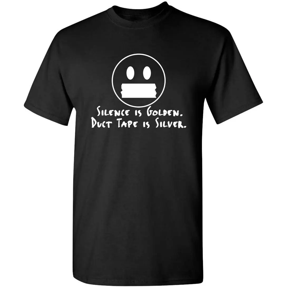 "Silence is Golden" Funny Graphic T-Shirt, Women's Casual Shortsleeve Classic Cotton Tee for Matching Fashion Styles, Stylish