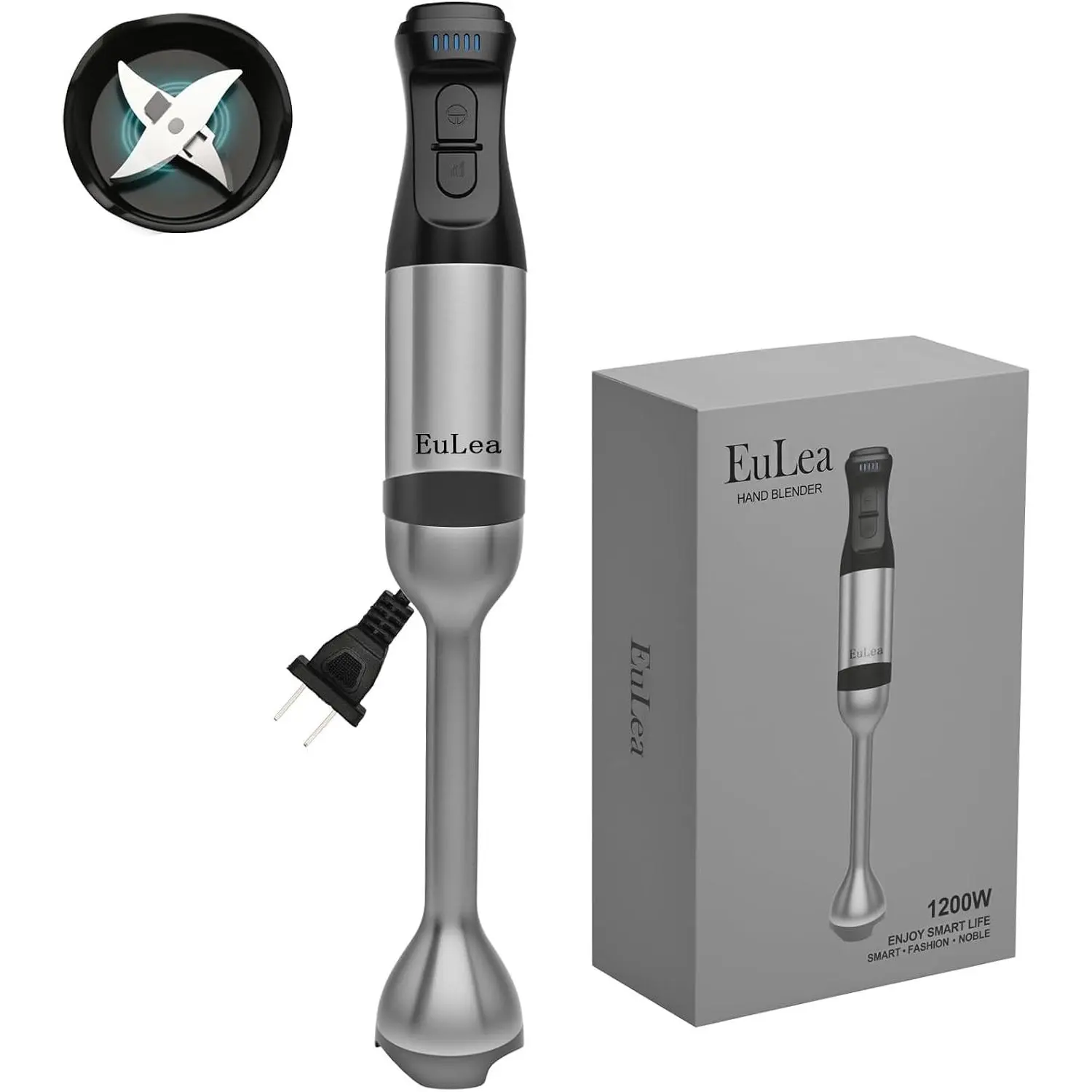 2026 New Immersion Hand Blender 1200W Gift Box Packaging 5-Speed Settings Stainless Steel Blades Scratch-resistant Design Ideal for Blending Soup Mayonnaise