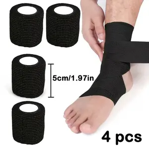 4-Pack 5cm Sport Bandages, Breathable Self-Adhesive Elastic Wraps, Wrist and Ankle Support, Sports Tape, Athletic First Aid Patches