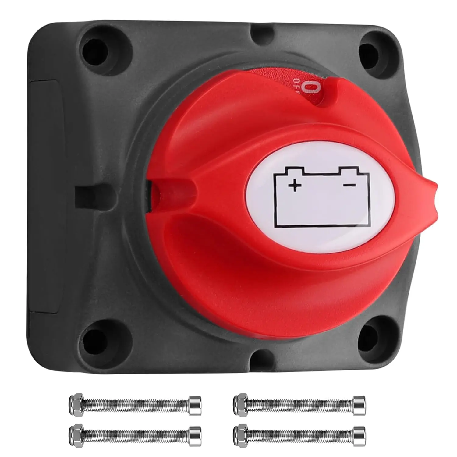 Battery Disconnect Switch - 12-48V DC 275A ABS Plastic Power Cut-Off Isolator, IP54 Waterproof, with Mounting Bolts, for RV, Marine Boat, Vehicle, 12-48V Support