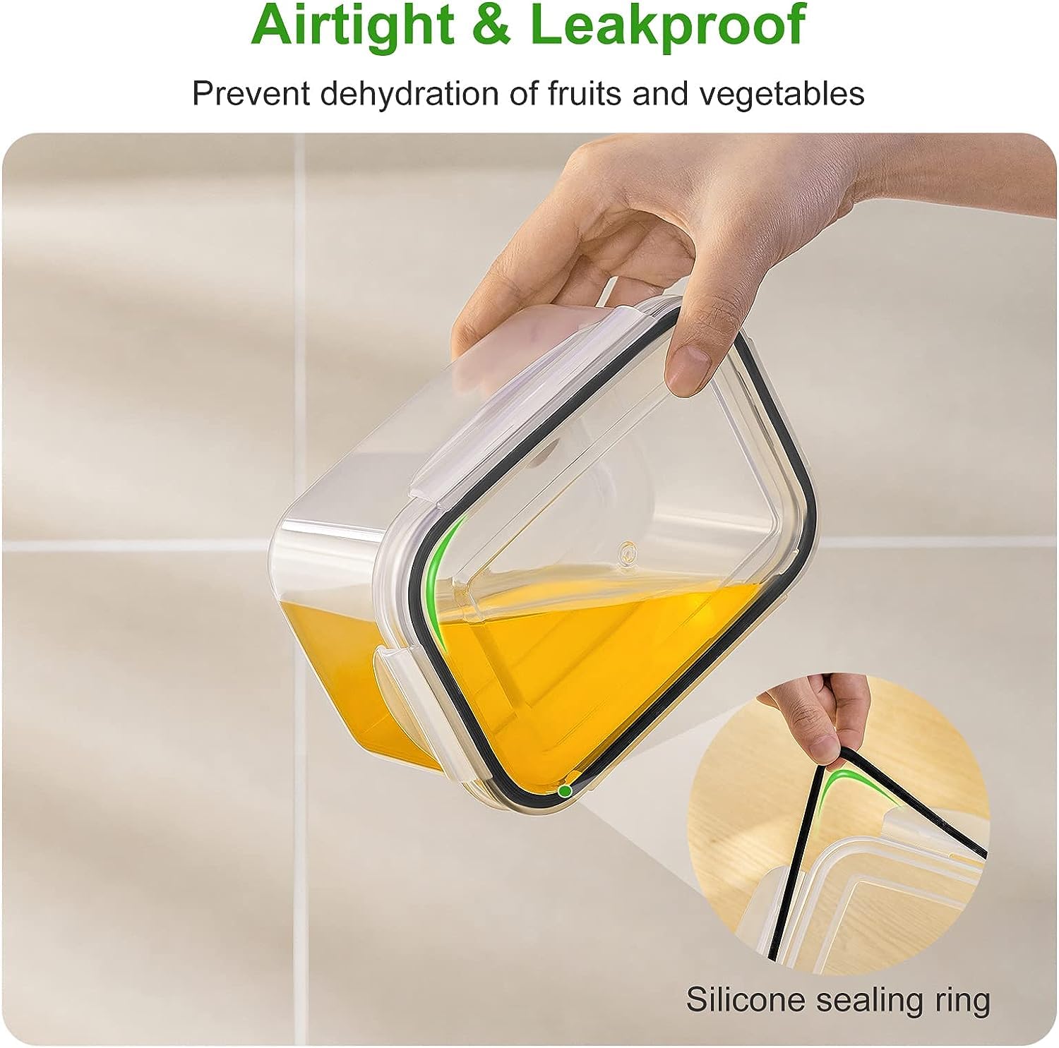 8 Pack Large Fruit Containers for Fridge - Leakproof Food Storage Containers with Removable Colander - Dishwasher & microwave safe Produce Containers Keep Fruits, Vegetables, Berry, Meat Fresh longer