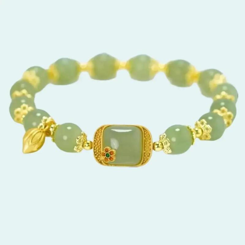 Hetian Jade Natural Sugar Lotus Square Sugar Lotus Bracelet Exquisite Elegant Retro Chinese Style Fashion Jewelry high quality.