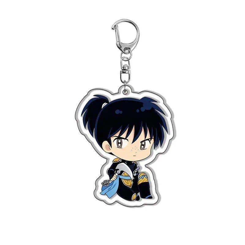 Fashion Anime Keychains Cartoon Figures Higurashi Kagome Sesshoumaru Miroku Acrylic Keyring Collection Accessories Gift