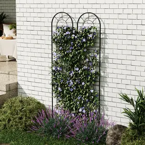 Heavy Duty Black Metal Garden Trellis Panels, Rustproof Plant Support Fence for Climbing Vines Roses Vegetables, 4 Pack