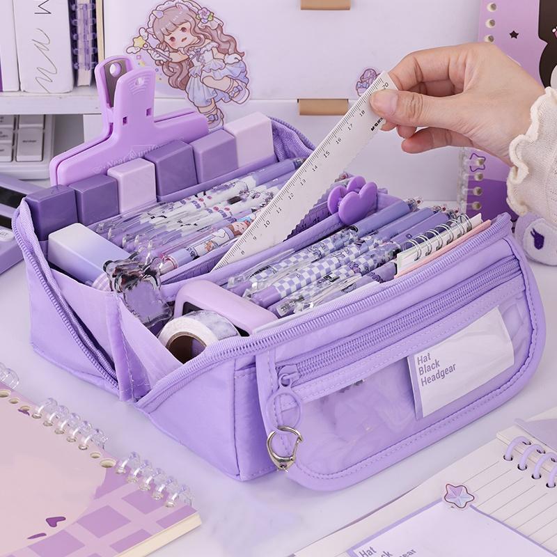 Large Capacity Canvas Pencil Case, Simple Handheld Stationery Box for Office School Men Women, Portable Makeup Bag, Ideal Back-To-School Gift