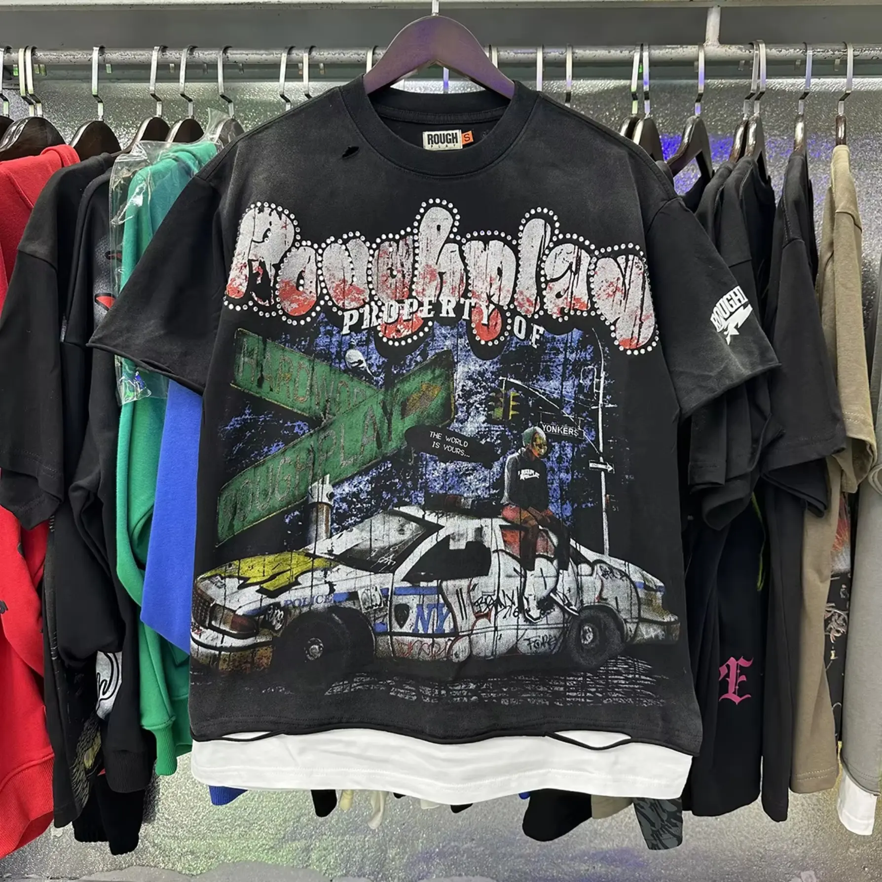 Men's American Style Classic Aesthetic Flash Camo Splicing Rhinestone Short-Sleeve T-Shirt - 100% Cotton Crew Neck, Loose Oversized Graphic, Heavyweight Summer Casual Streetwear Sports Top, Shortsleeve,back to school,back to school haul