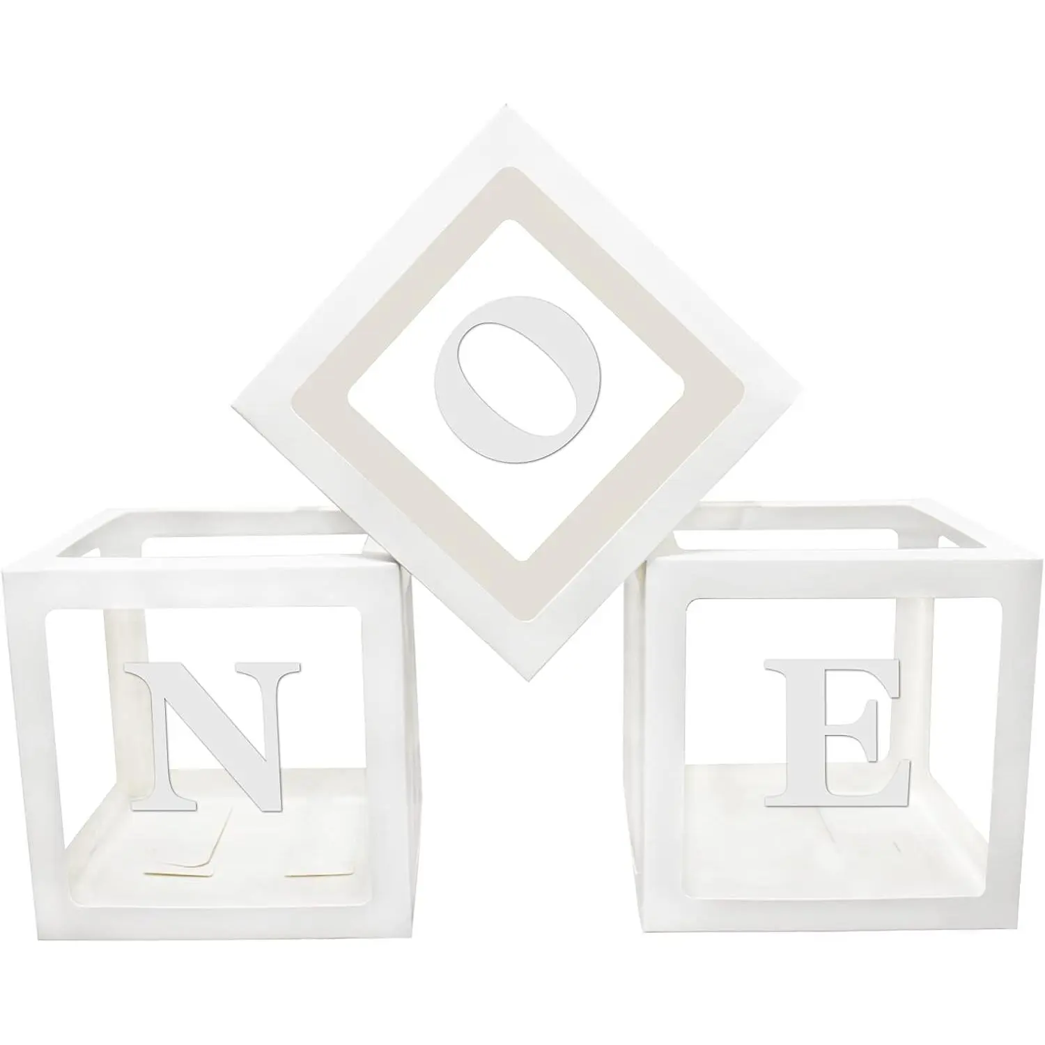 First Birthday Balloon BoxesBaby Boxes with Letters for Baby ShowerClear Baby Shower Decorations Block BoxesTransparent Balloon Box Backdrop for Baby ShowerBirthday PartyGender Reveal Party (White)