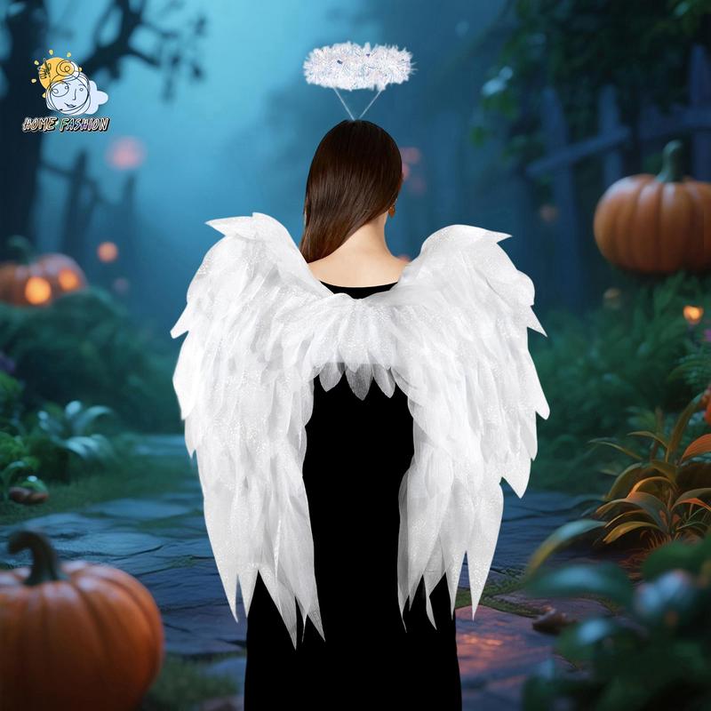 Adult Angel Wing Lightweight Feather Angel Wings and Halo Headband Cosplay Costumes Props for Party Accessories